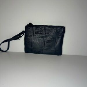 Black Leather Wristlet Pouch